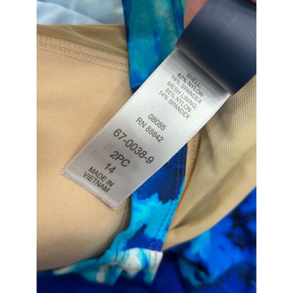 Kim Gravel x Swimsuit For All Womens Blue Tie Dye Padded Tankini Shorts Size 14 - Picture 5 of 9